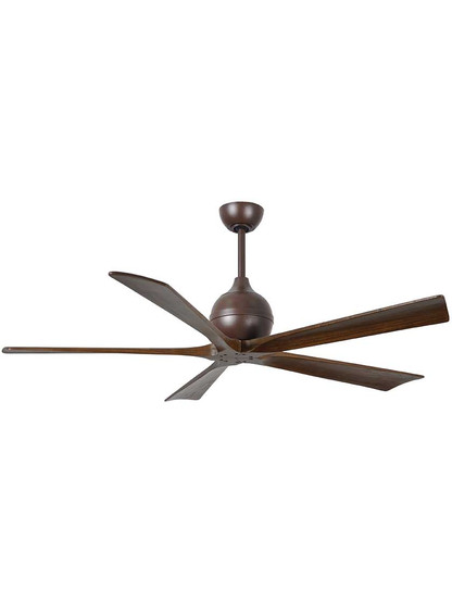Irene 60 inch 5-Blade Ceiling Fan with Solid Wood Blades in Textured Bronze.